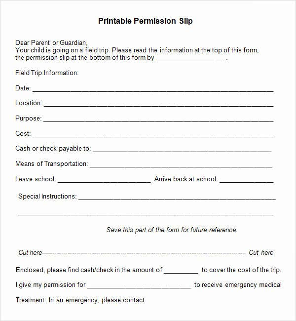 Free Church forms Printable Luxury Permission Slip Template