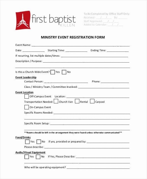Free Church forms Printable New Free 12 Sample event Registration forms