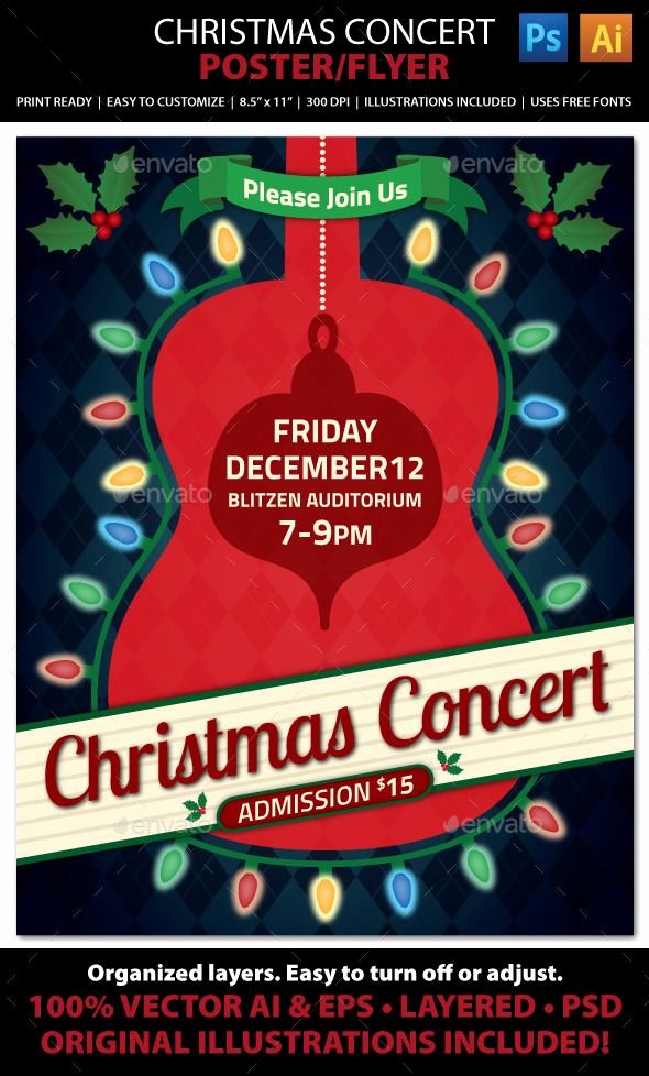Free Concert Poster Templates Best Of Christmas Concert Music event Flyer or Poster