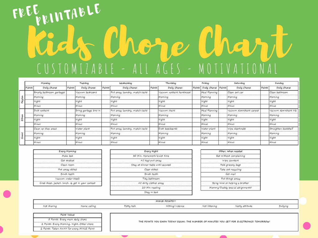 Free Customizable Chore Chart Fresh Free Printable &amp; Customizable Chore Chart