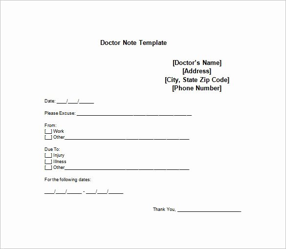Free Dr Excuse Template Elegant Doctor Note Templates for Work – 8 Free Word Excel Pdf