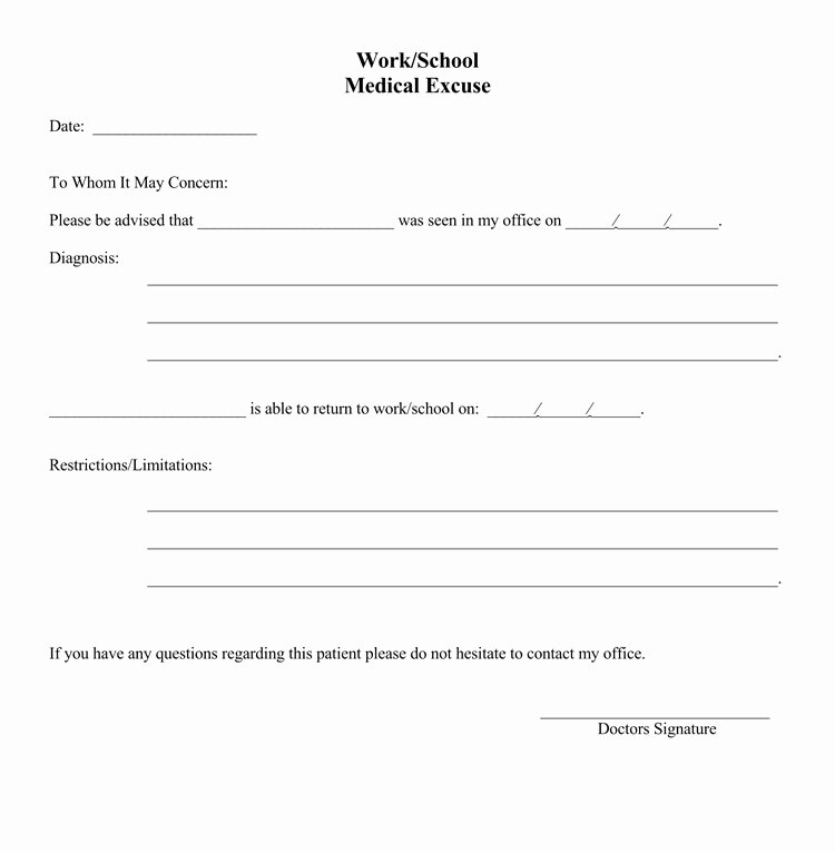 Free Dr Excuse Template Lovely 36 Free Fill In Blank Doctors Note Templates for Work