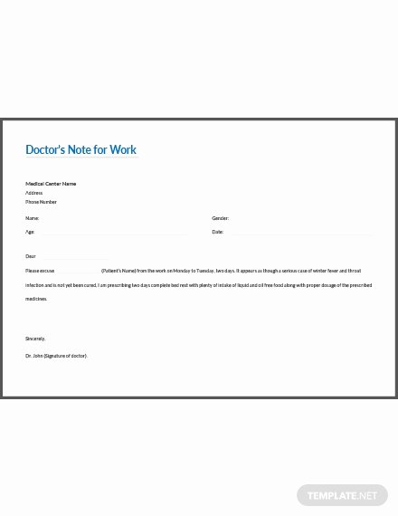 Free Dr Excuse Template Lovely Doctor’s Excuse Note Template Download 53 Notes In Word