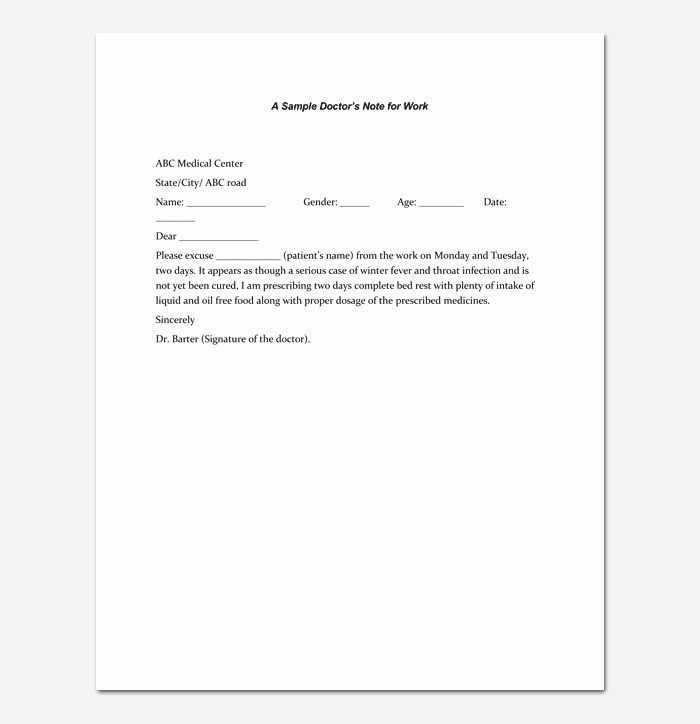 Free Dr Excuse Template Unique Doctors Note Template 7 Fillable Notes for Word &amp; Pdf