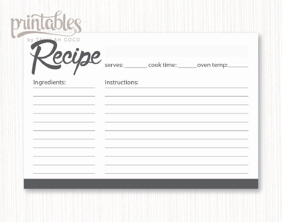 Free Editable Recipe Card Templates New Digital Recipe Cards Editable Charcoal Gray Recipe Card
