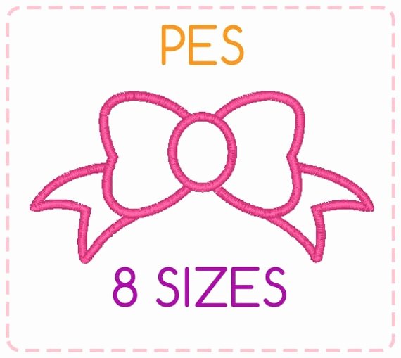 Free Embroidery Fonts Pes Awesome 8 Sizes Bow Applique Embroidery Designs Pes format Machine