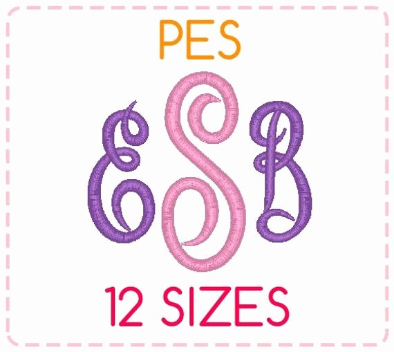 Free Embroidery Fonts Pes Luxury 12 Sizes Pes format Empress Monogram Font Embroidery Designs