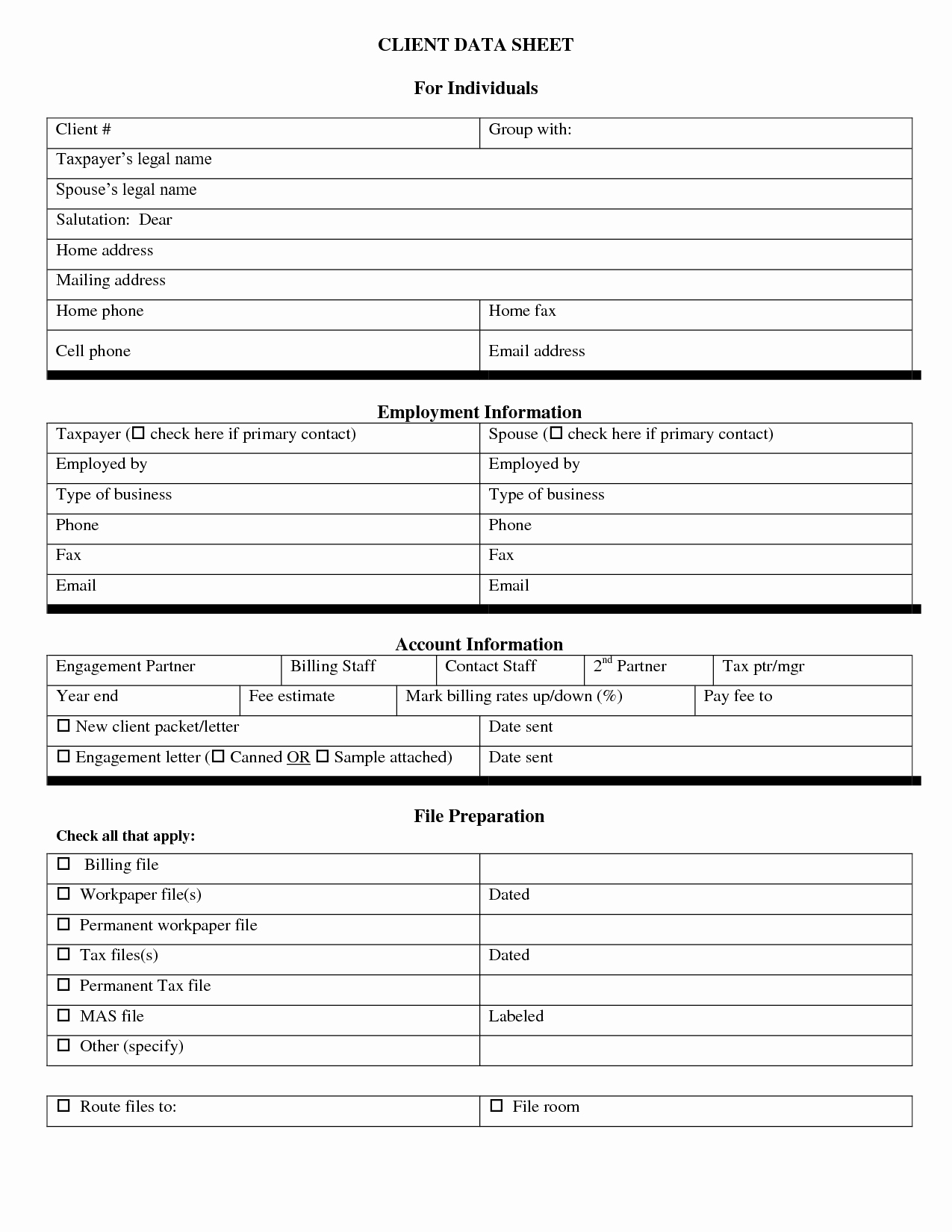 Free Employee Information Sheet Template Lovely Free Personal Information forms