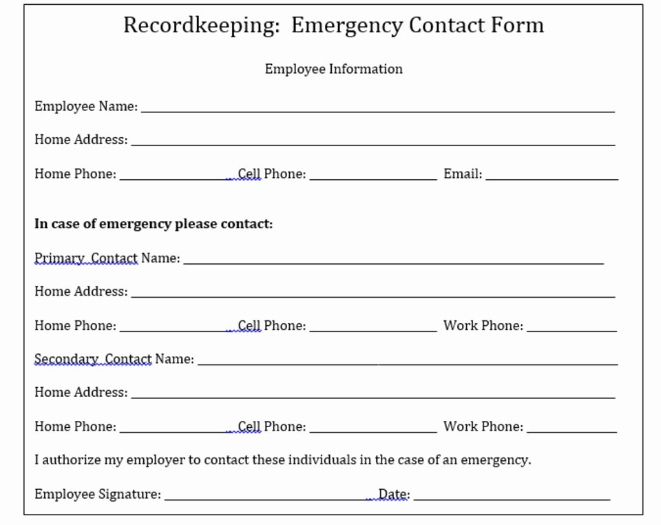 Free Employee Information Sheet Template Lovely why Your Pany Needs to Keep Emergency Contact