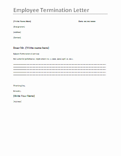 Free Employment Termination forms Fresh Free Printable Letter Termination form Generic