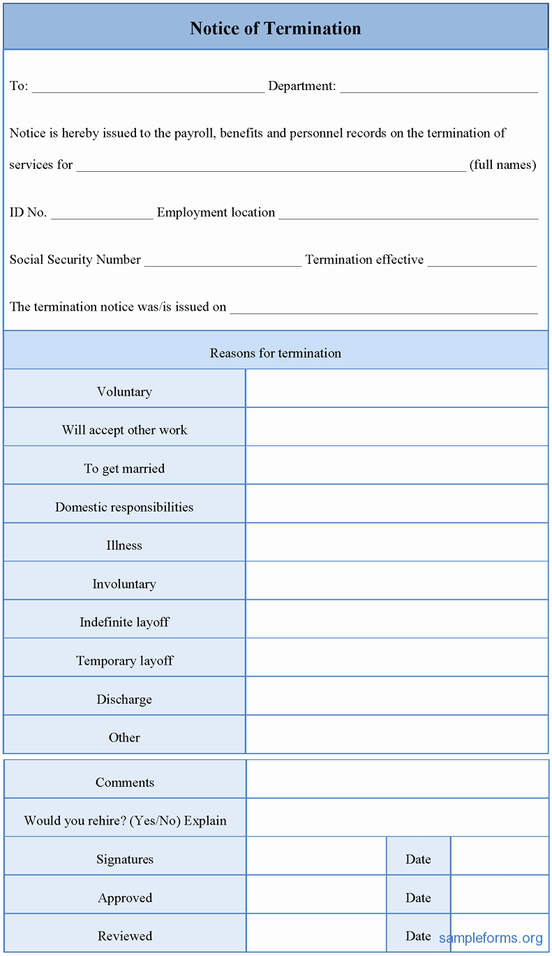 Free Termination Form Template Printable Templates 6099