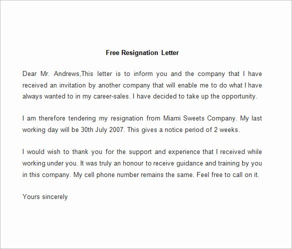 Free Example Of Resignation Letters Beautiful Resignation Letter Template 25 Free Word Pdf Documents