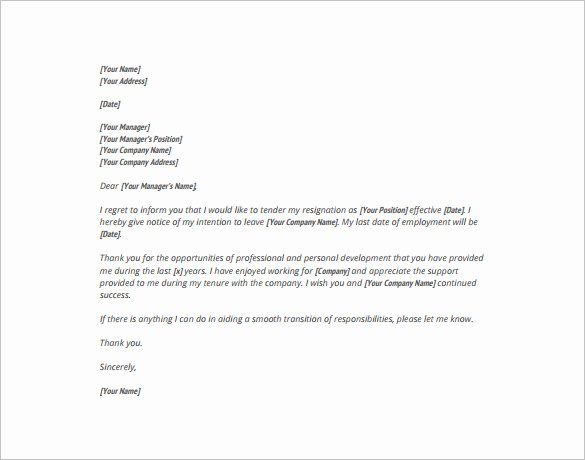 Free Example Of Resignation Letters Fresh 16 formal Resignation Letter Templates Pdf Doc