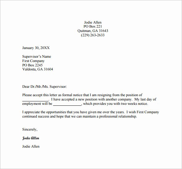 Free Examples Of Resignation Letter Beautiful Simple Resignation Letter Template – 15 Free Word Excel