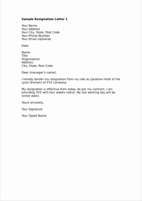 Free Examples Of Resignation Letter Fresh 16 Standard Resignation Letter Samples &amp; Templates Pdf Doc
