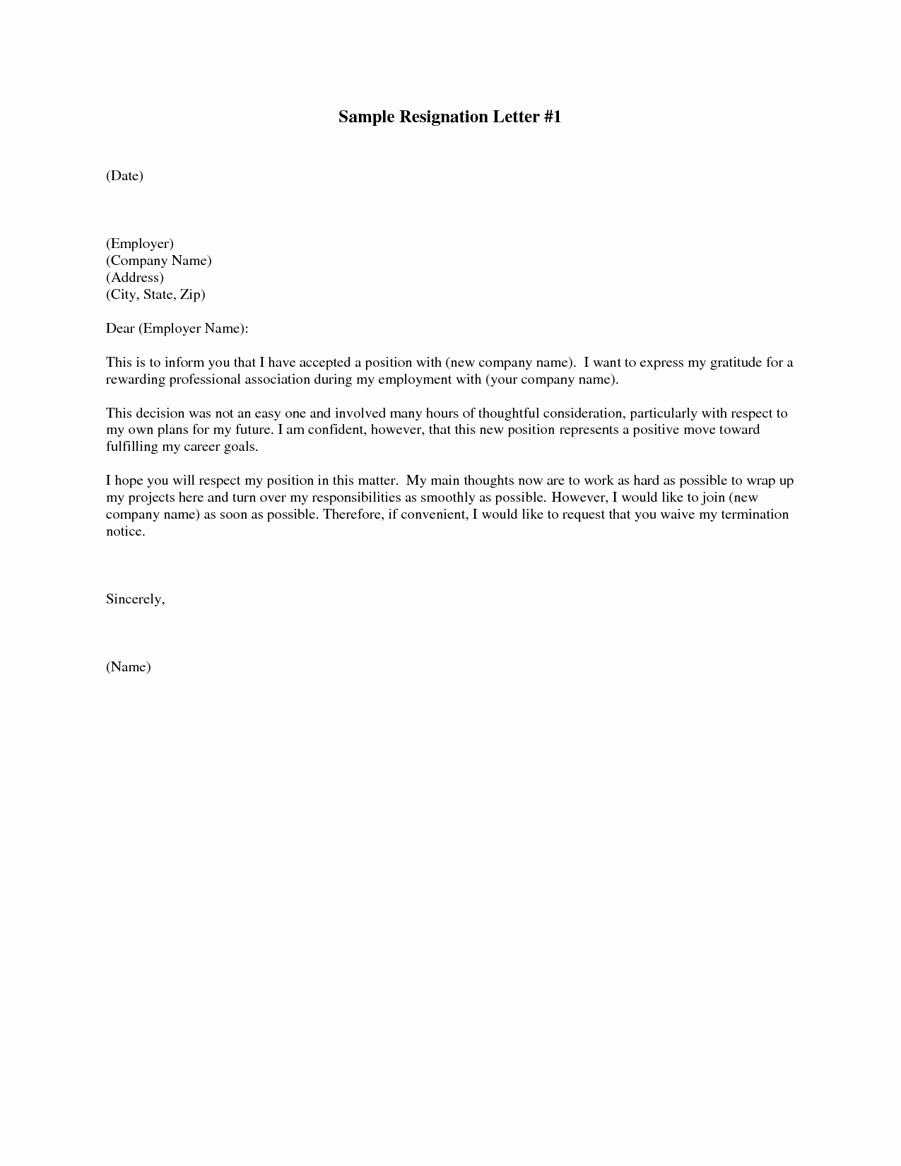 Free Examples Of Resignation Letter Lovely Free Resignation Letter Sample Gracious Resignation Letter
