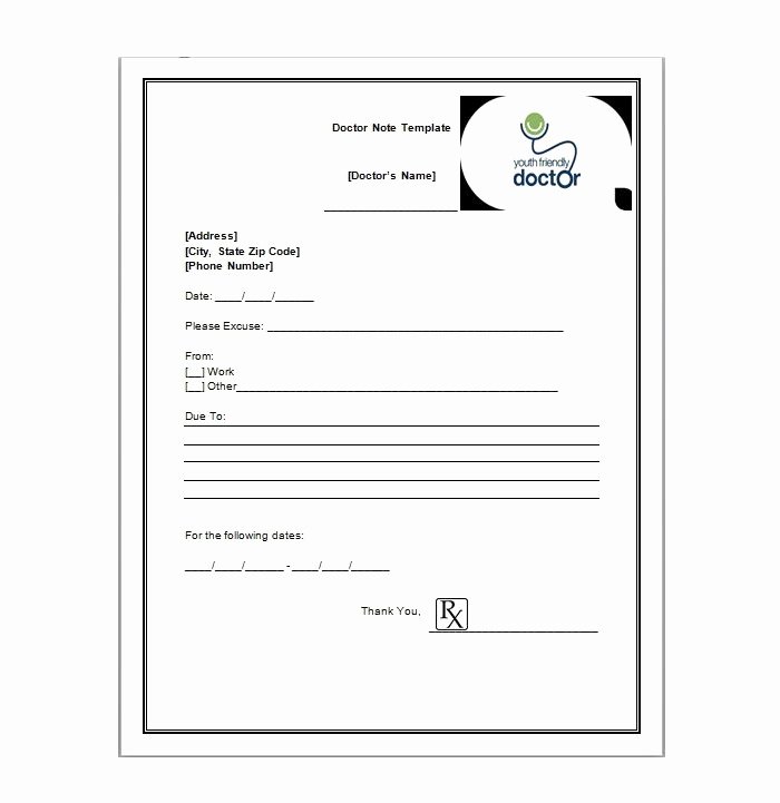Free Fake Doctors Note Template Inspirational Free Printable Doctors Note for Work