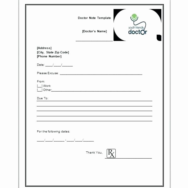 Free Fake Doctors Note Template Lovely Fake Doctors Note Template for Work or School Pdf