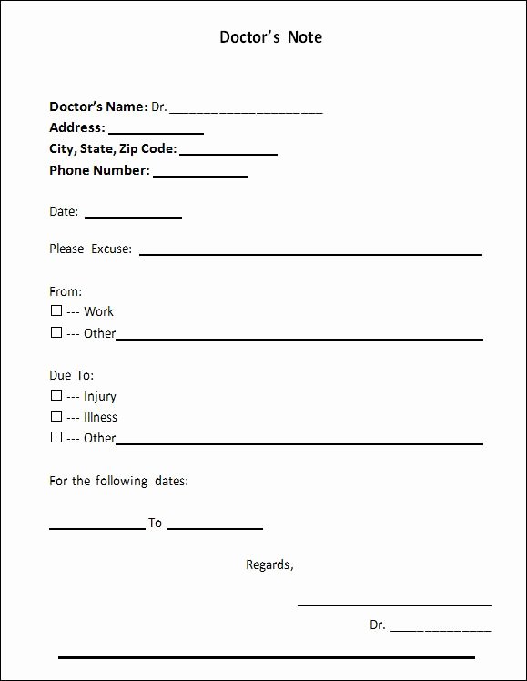 Free Fake Doctors Notes New Fake Doctors Excuse Template