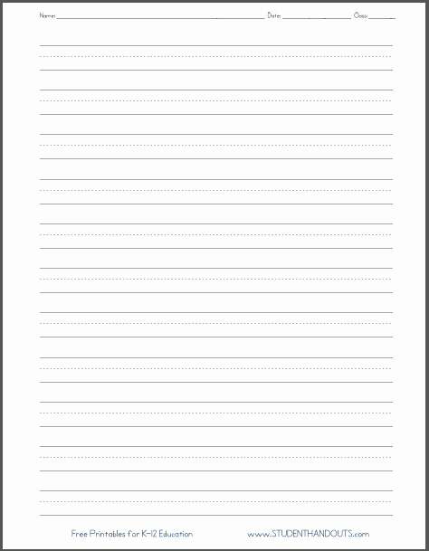 Free Lined Writing Paper Inspirational Dashed Line Handwriting Practice Paper Printable Worksheet