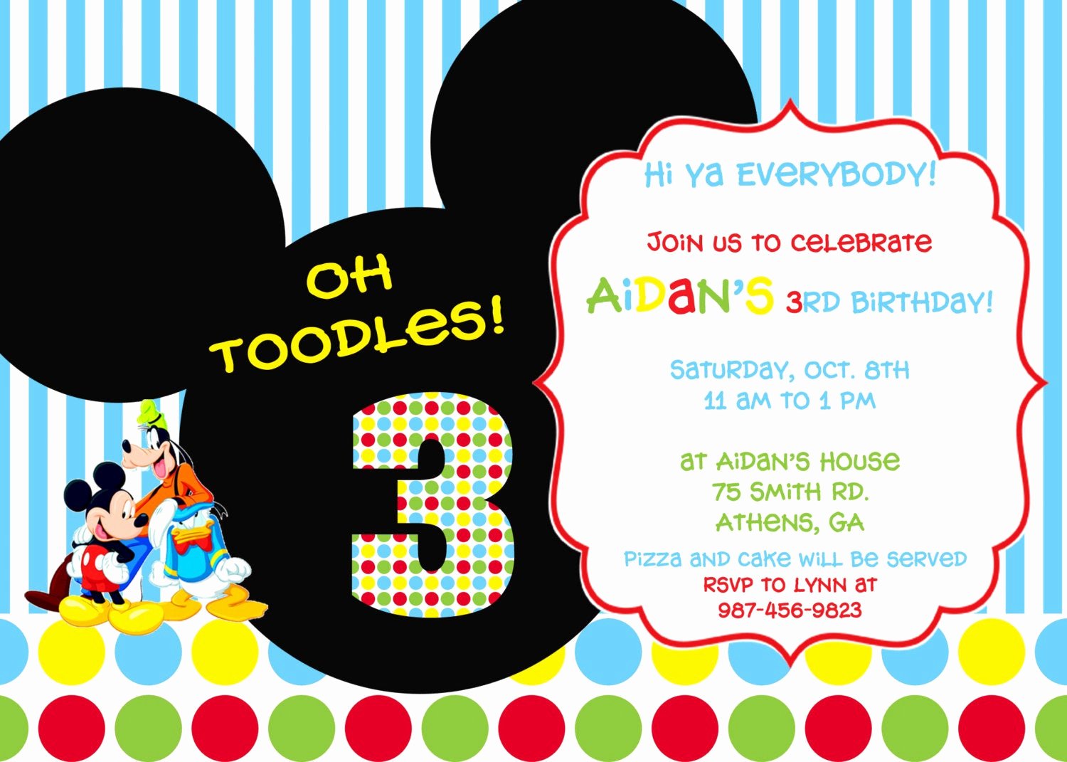 Free Mickey Mouse Birthday Invitations Inspirational Colorful Mickey Mouse Clubhouse Party Invitation