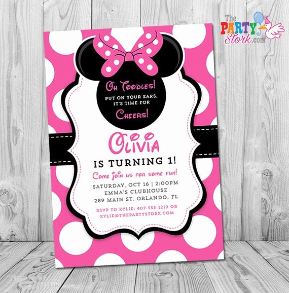 Free Minnie Mouse Invitations Personalized Unique Minnie Mouse 1st Birthday Invitations Printable Girls Party