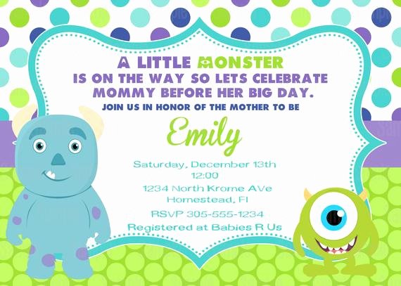 Free Monsters Inc Invitation Template Inspirational Printable Monster Inc Baby Shower Party Invitation Plus Free