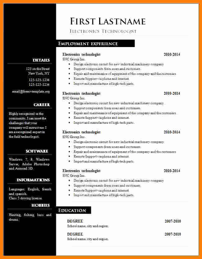 Free Ms Office Resume Templates Awesome 13 Cv Resume Template Microsoft Word