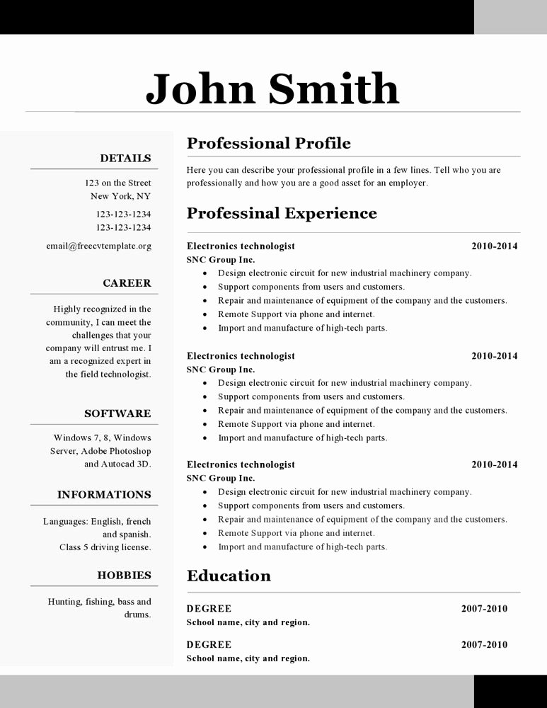 Free Ms Office Resume Templates Inspirational Openoffice Resume Templates