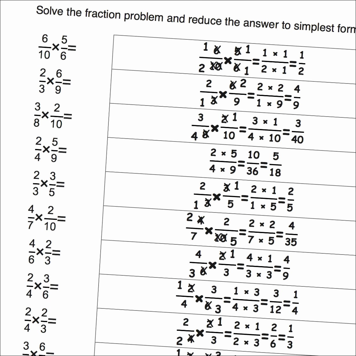 Free Multiplying Fractions Worksheets Awesome Fraction Multiplication with Cross Cancelling Answer