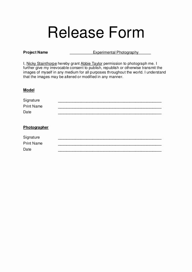 Free Photo Release form Template Inspirational Model Release form