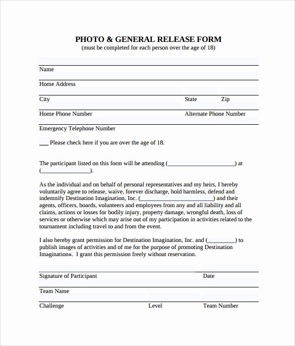 Free Photo Release form Template Luxury Sample General Release form 10 Download Free Documents