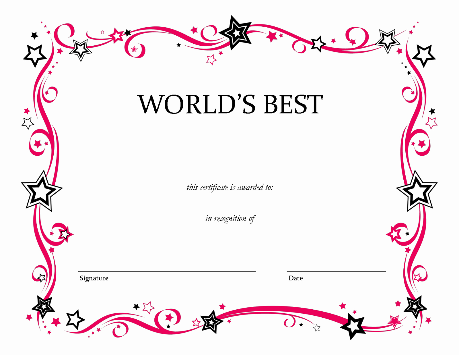 Downloadable Free Printable Award Certificates