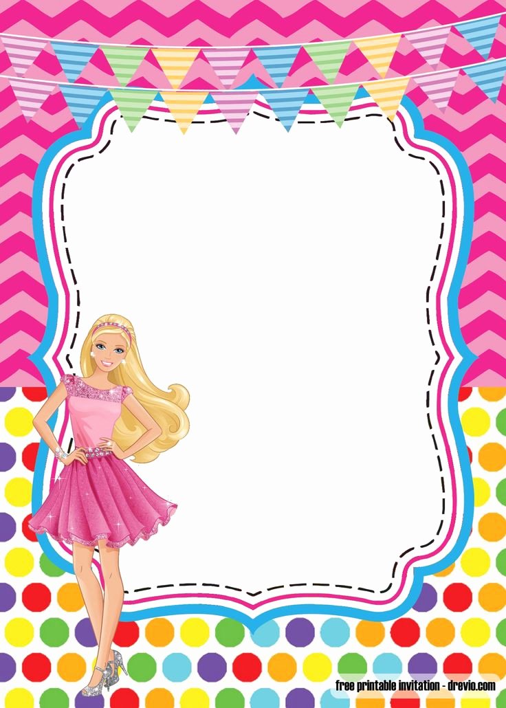 Free Printable Barbie Invitations Lovely Girlie Birthday with Barbie Invitation Template Free