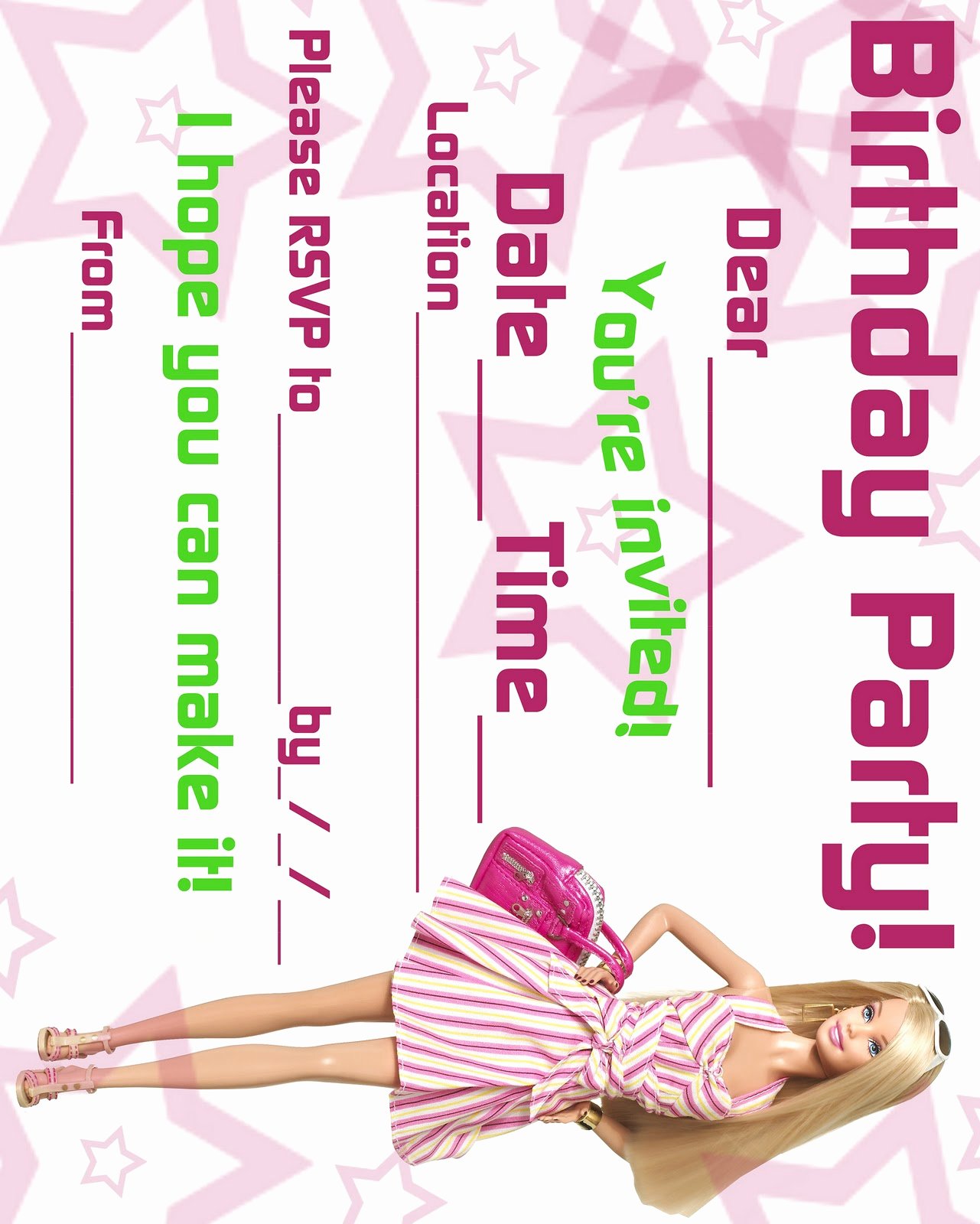 Free Printable Barbie Invitations Unique Barbie Coloring Pages Pink and Green Barbie Birthday