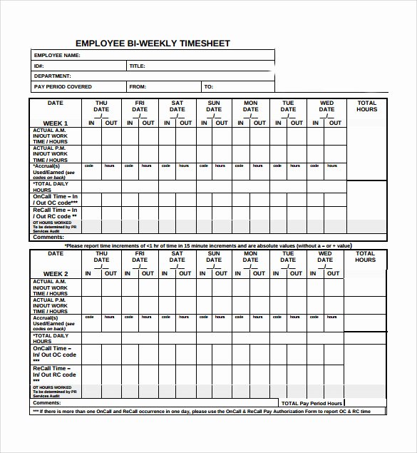 Free Printable Biweekly Time Sheets Beautiful Sample Biweekly Timesheet Calculator 9 Documents In