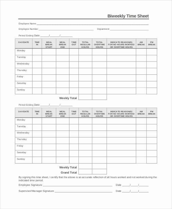 Free Printable Biweekly Time Sheets Best Of Sample Printable Time Sheet 9 Examples In Pdf Word Excel