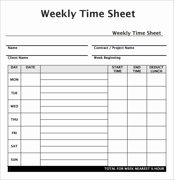 Free Printable Biweekly Time Sheets Elegant Weekly Employee Timesheet Template Work
