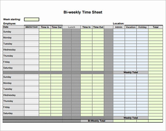 Free Printable Biweekly Time Sheets Unique Biweekly Timesheet Template 8 Free Download In Pdf
