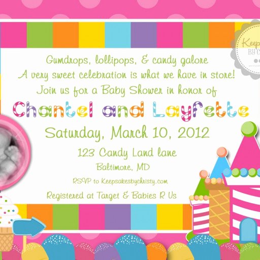 Free Printable Candyland Invitations Inspirational Custom Photo Candyland Baby Shower Invitation