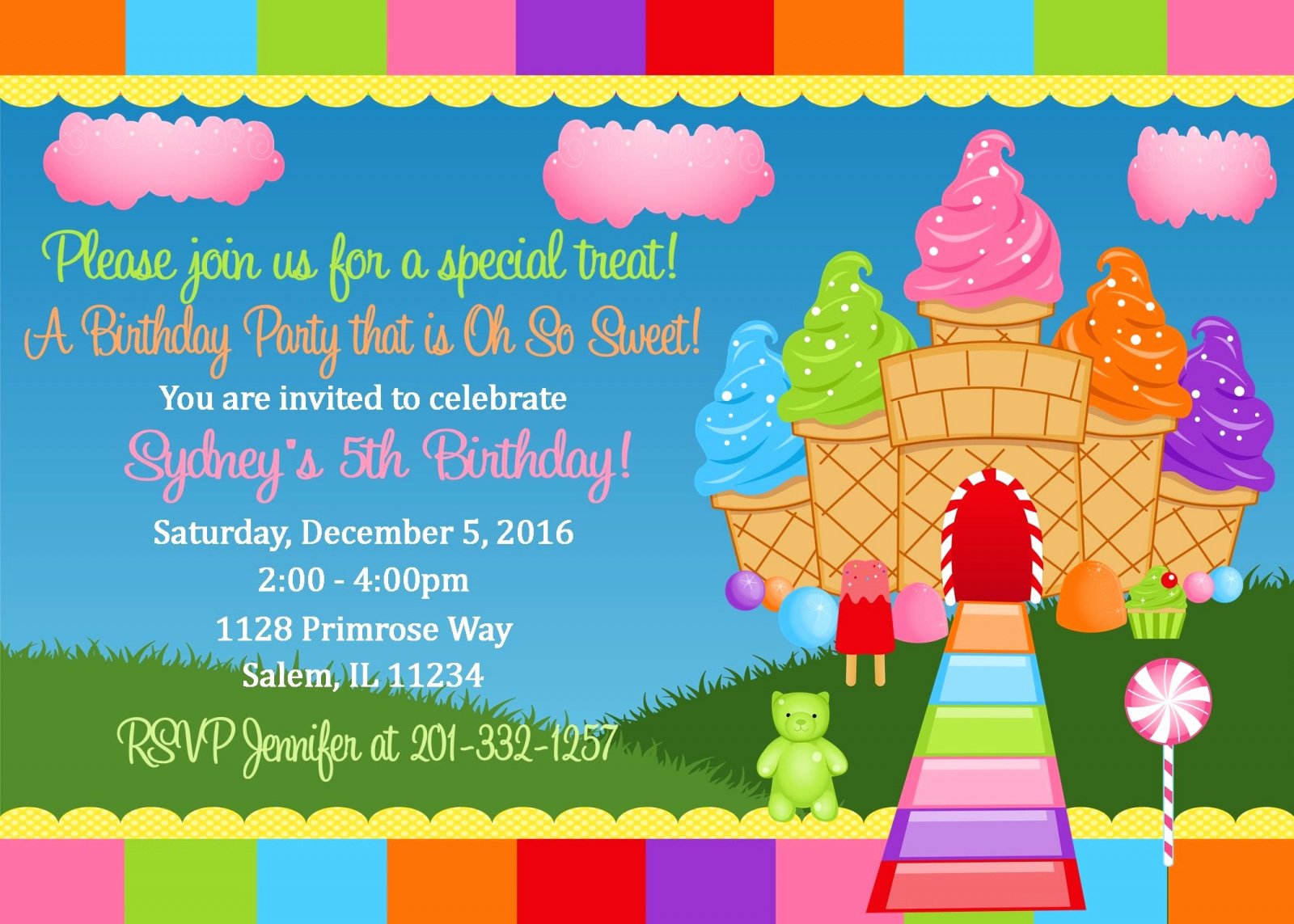 Free Printable Candyland Invitations Luxury Candyland Birthday Invitation