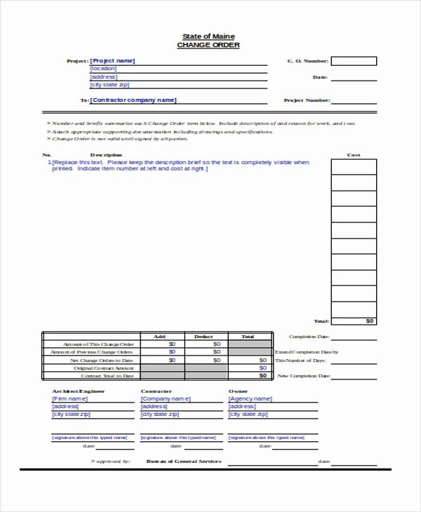 Free Printable Change order forms Best Of Free 33 Printable Change forms In Pdf