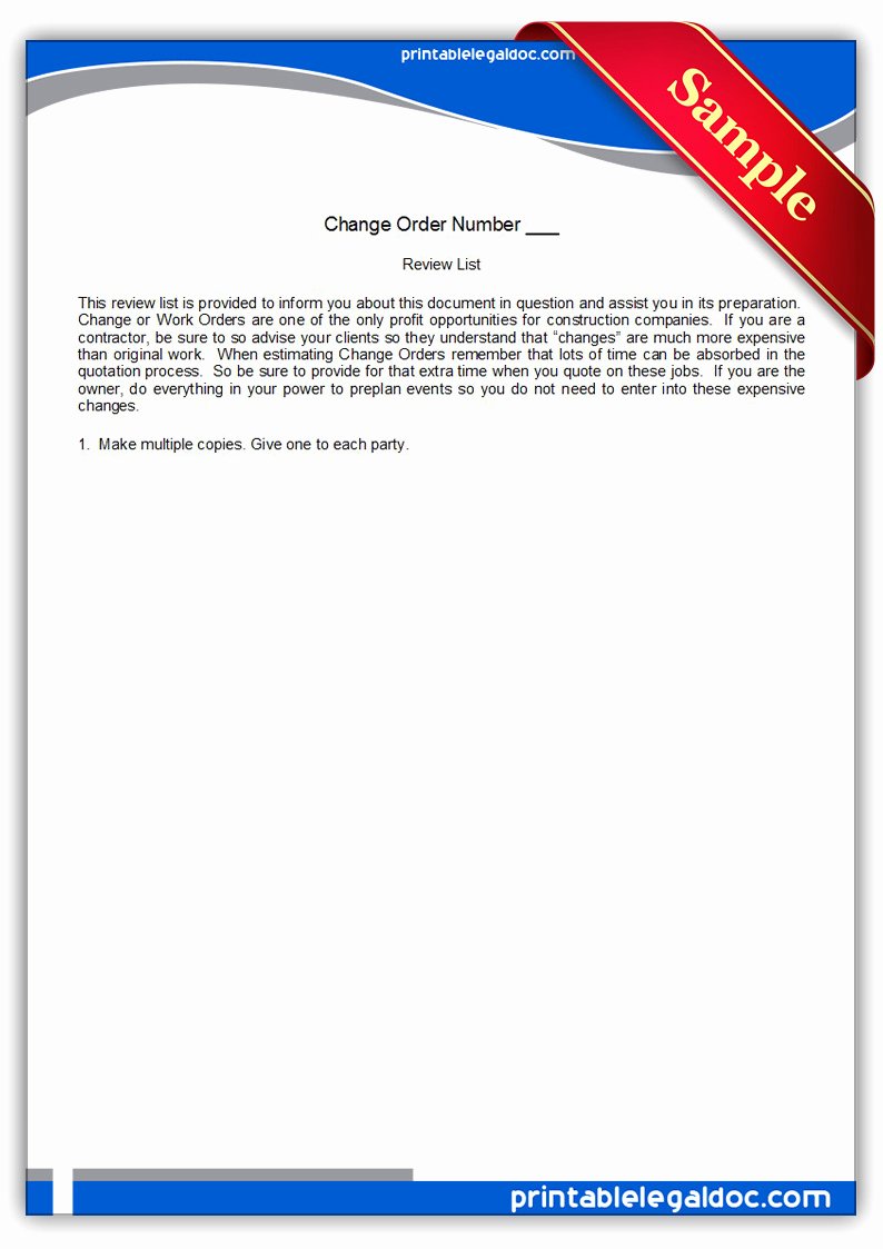 Free Printable Change order forms New Free Printable Change order form Generic