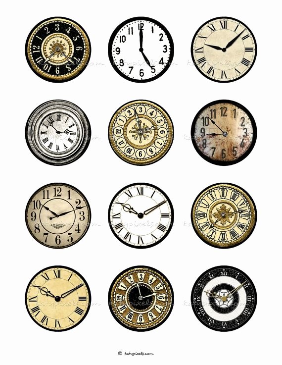 Free Printable Clock Faces New Instant Download Clock Faces 2 Inch Printable Circles