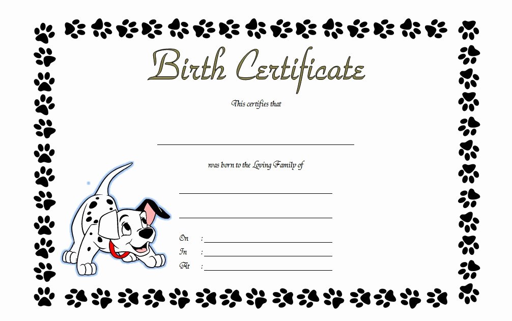 Free Printable Dog Birth Certificate Inspirational Dog Birth Certificate Template Editable [9 Designs Free]