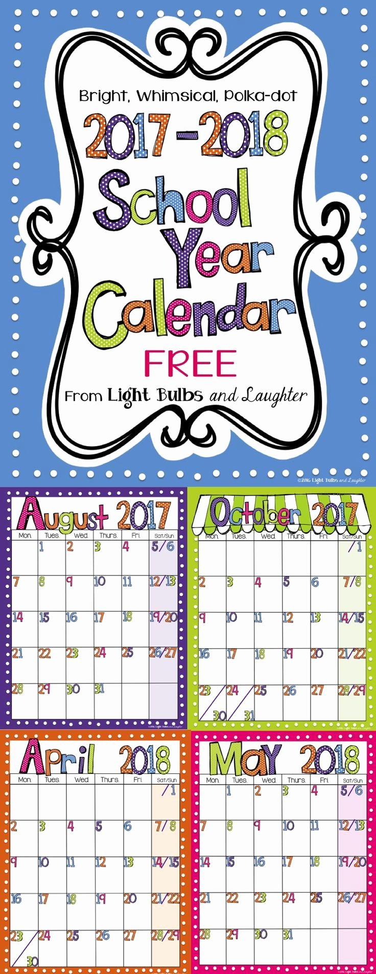 Free Printable Editable Calendar Elegant Editable Free Bright Polka Dot Monthly Calendars 2019 2020