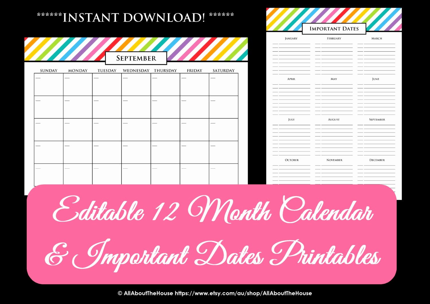Free Printable Editable Calendar New Editable Printable Calendar Perpetual Calendar Rainbow