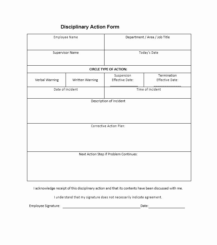 Free Printable Employee Disciplinary forms Awesome 40 Employee Disciplinary Action forms Template Lab