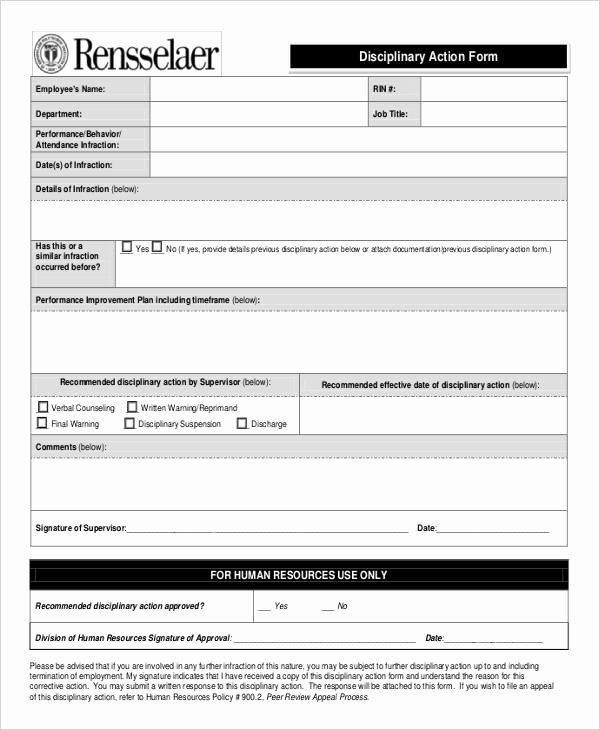 Free Printable Employee Disciplinary forms Elegant Free Printable Employee Discipline form Template 4983