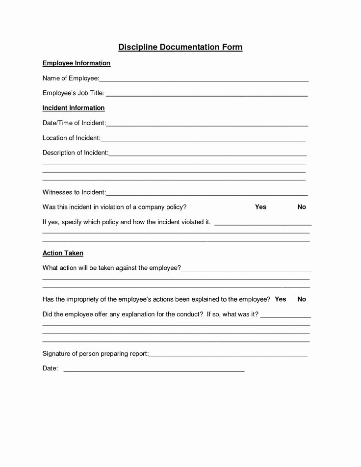Free Printable Employee Disciplinary forms Unique Employee Discipline form Employee forms